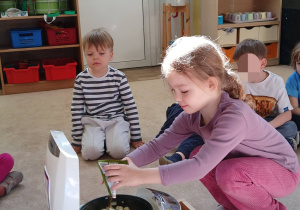 Dziewczynka wsypuje cynamon do multicoocera