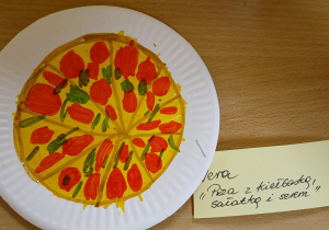 Rysunek na talerzyku papierowym "Moje ulubione danie"